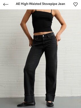 American Eagle Outfitters Black High-Rise Stovepipe Jeans